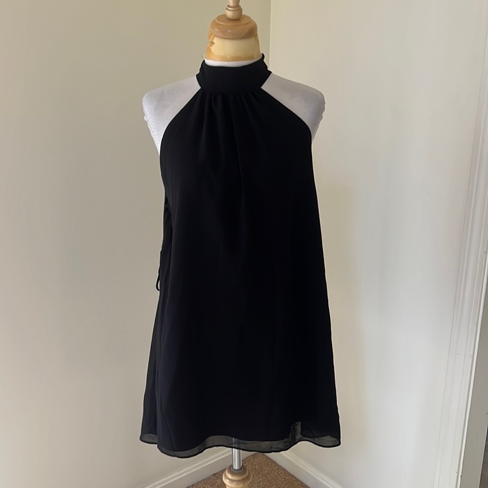 New! Haute Hippie XS black side lace up, back neck tie dress.
